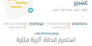 حالة الطقس اليوم في عسير: الإنذار الأصفر في الأمواه والعرين وبيشة وثليث وطريب - تكنو بلس