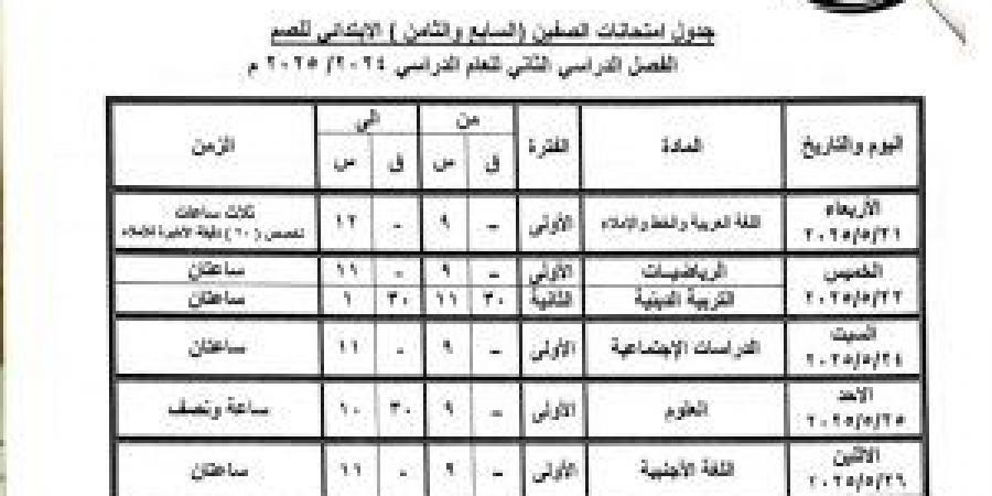 اعتماد جداول امتحانات الفصل الدراسي الثاني في بني سويف - تكنو بلس