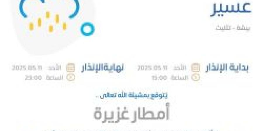 حالة الطقس اليوم في عسير: الإنذار الأحمر في بيشة وتثليث - تكنو بلس